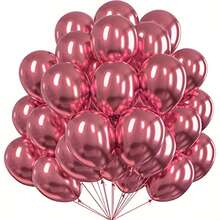 20pcs 10-Inch Chrome Metal Balloons Set, Metal Balloons For Anniversary, Wedding, Birthday Party Decor, Halloween, Christmas Decor, Floating Party Latex Balloons - Multicolor - View 6