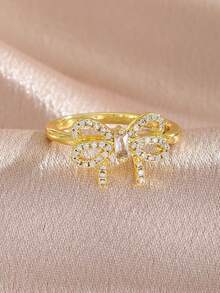 3pcs Elegant Fashion Gold Bowknot Rings, Suitable For Daily Wear, Accessories For All Seasons, Great Gift Item