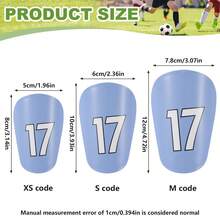 1 par de espinilleras de entrenamiento de fútbol mini azul n.º 17, almohadillas de entrenamiento para partidos - reutilizables, cómodas de llevar, duraderas - Multicolor - Ver 10