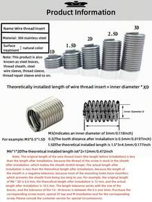 huiwuju 150件套不锈钢螺旋螺纹修复套件 - M3至M12尺寸，耐用型螺纹嵌件，增强金属螺纹强度，耐磨损，全覆盖，螺纹修复工具