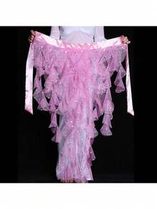 1 Piece Women's Belly Dance Hip Scarf Belt Skirt With Lace-Up Tassel Hem Wave Skirt - Multicolor - View 12