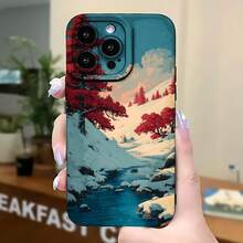 2026 nueva funda de teléfono esmerilada, funda de teléfono con paisaje invernal con impresión de árboles rojos y montañas nevadas para  17 14 Pro Max  17 13  17 12  Galaxy S23 S22 S21 funda protectora para teléfono regalo de pareja para novio novia regalo de vacaciones - Blanco antiguo - Ver 5
