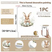 1PC Canvas Wall Art_Nursery Decor Printed Rabbit Burrow Motif, Watercolour Easter Art, Rabbits With Flowers, Spring Blossoms, Farm Animals, Easter Egg Design, Rabbit Garland - Framed Nursery Wall Art Perfectly Suited For Children's Room Decor, Playroom Decor Children's Room Decor Nursery Decor Daycare Decor Girls' Bedroom Girls' Room Decor Children's Room Decor Boys' Bedroom Boys' Room Decor Girls' Bedroom Decor