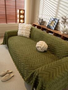 1件加厚绒毛沙发毯，简约百搭沙发套，奢华优雅沙发套，高端质感，耐磨可水洗，四季皆宜，保护沙发外观，柔软舒适，适用于客厅、卧室、办公室、1-4人沙发 - 綠色 - 查看 4