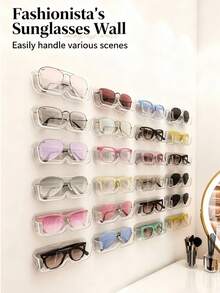 1PC Punch-Free Drilling-Free Wall-Mounted Glasses Storage Rack - Pressure-Resistant Sunglasses Display Rack, Jewelry Sundries Storage Organizer For Prescription Glasses/Sunglasses, Suitable For Bedroom Bathroom Bedside Dressing Table, Christmas Decorations & Christmas Gifts - 無色 - 查看 1
