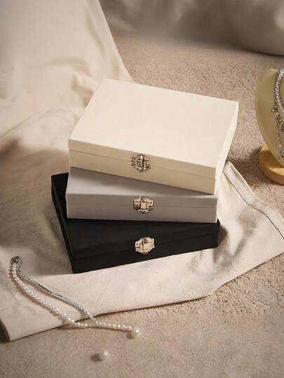 1个带盖时尚首饰收纳盒，适合女孩和女士 - 可存放戒指、耳环和手镯