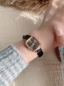 1pc Square Belt Women's Quartz Watch Exquisite And Compact Suitable For Daily Matching With Birthday/Graduation Gifts And Gathe
