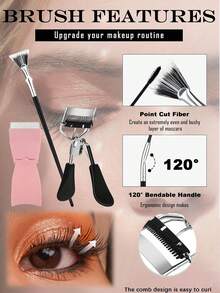 Portable Stainless Steel Eyelash Curler + Eyelash & Eyebrow Grooming Kit. This Compact Grooming Set Includes A Stainless Steel Curved Handle Eyelash Curler And A Multi-Piece Eyelash/Eyebrow Trimming Tool Set. The Eyelash Curler Gently Lifts And Curls Lashes Without Damaging Them, Making The Eyes Appear Larger And Brighter. - Multicolor - View 3