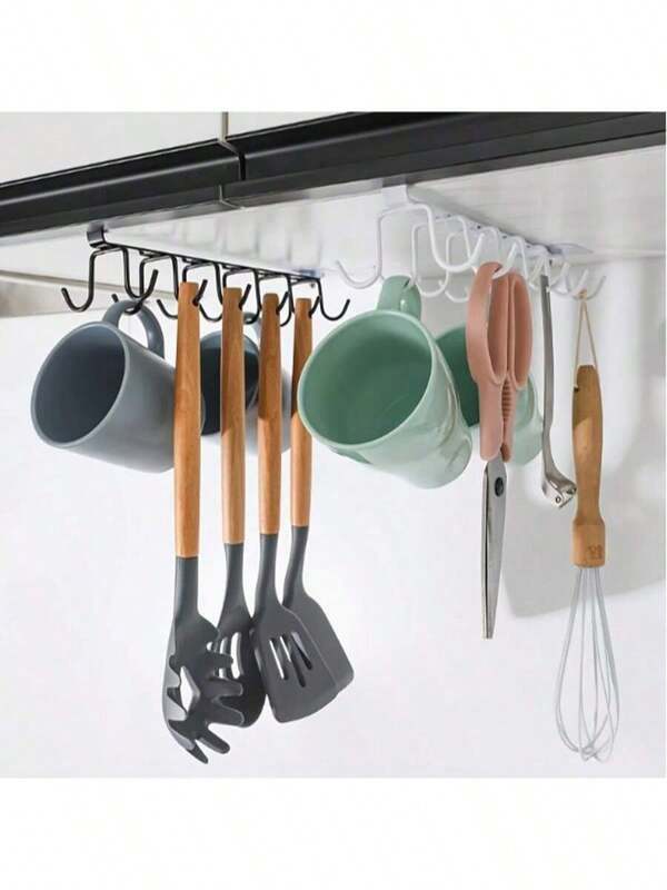 12-Hook Stainless Steel Cup Holder Rack - Space-Saving Kitchen Storage Organizer, Durable, Easy To Clean, No Drilling Installation, Ideal For Coffee Mugs, Teacups, Etc.