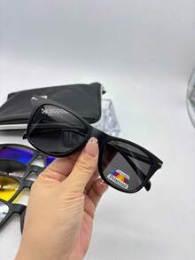 Lentes para Graduación con 5 Clips de Imán intercambiables para unisex codigo -1202 material- TR90 La calidad del producto es muy buena. El material es ligero. Es adecuado para usar en el trabajo, en fiestas, en casa y para uso prolongado. La mayoría de las compras pueden traer todas las ópticas para que puedas hacer el grado que desees. Se puede configurar para miopía y presbicia. El producto se ve bien. Todas las lentes para anteojos en mi tienda son a prueba de radiación y las lentes para el sol pueden proteger contra los rayos ultravioleta. tamano -52/18/140 altura de lente -45 longitud total-145 ..................... ..........................checale sin compromiso muchas gracias Imán - Negro - Ver 3