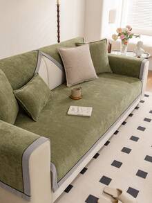 1pc Velvet Breathable Sofa Cushion, Luxurious Minimalist Sofa Cover, Dust-Proof Anti-Slip Anti-Scratch, Protect Sofa, Fade-Resistant, Suitable For Bedroom Living Room Study Sofa, All Seasons - Green - View 5