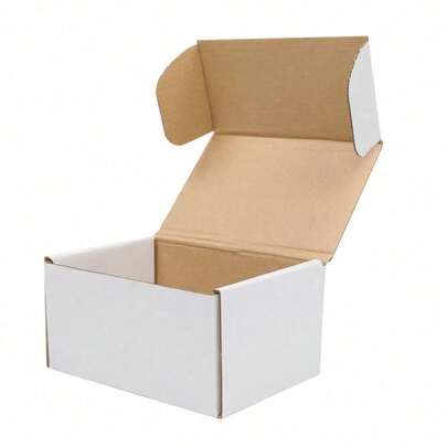 50 Pack White Outside Yellow Inside Corrugated Paper Boxes 6x4x3" (15.2*10*7.6cm) - Sturdy Packaging Boxes For Shipping Storage Gift Use