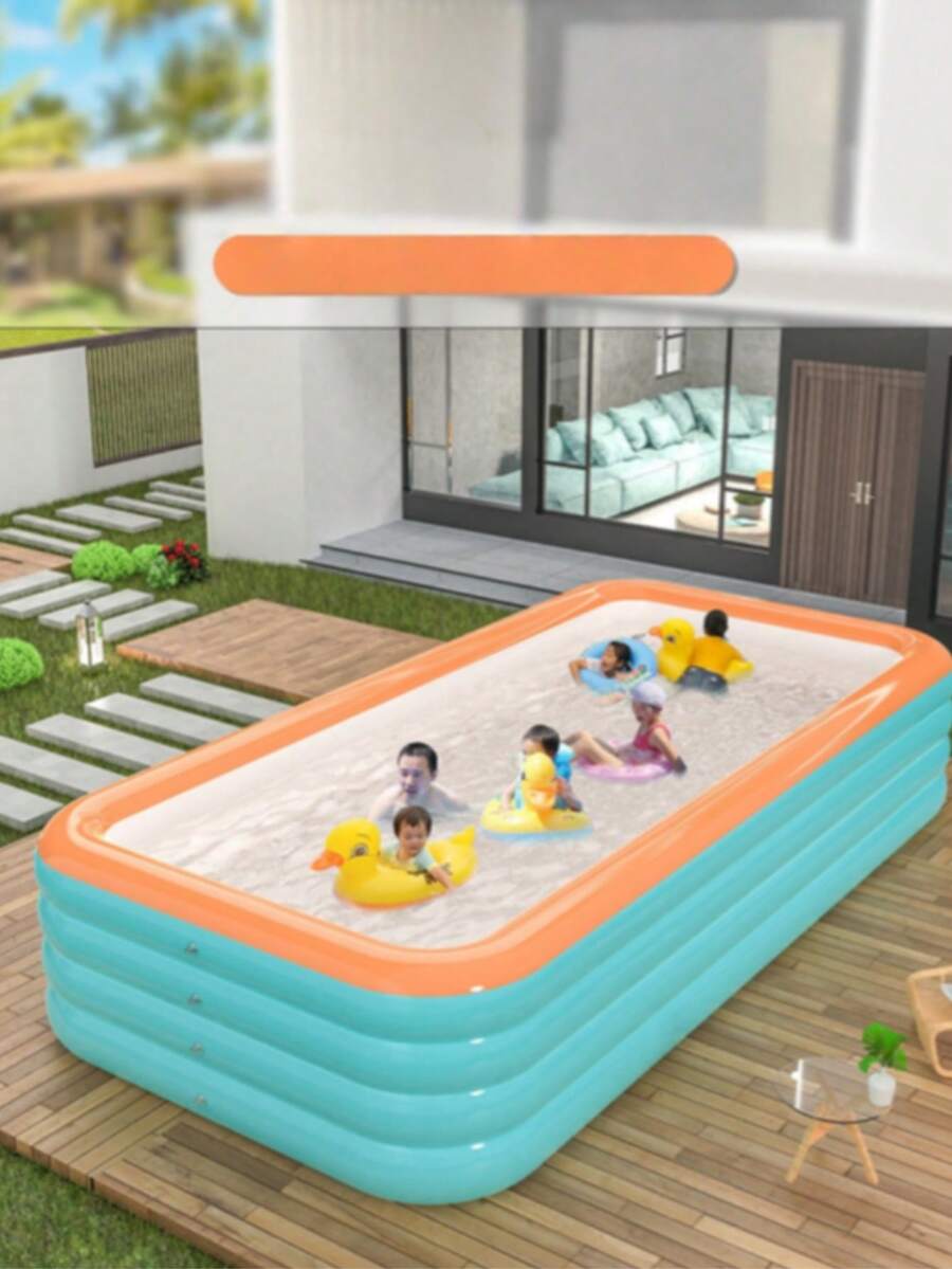 1pc Large Inflatable Swimming Pool, Suitable For Yard And Family Fun, Vibrant Color Pool