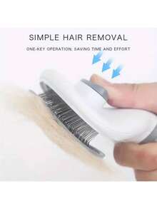 1pc Upgraded Soft Rubber Handle Cat Brush, Dog Brush, Flea Comb, Pet Deshedding And Grooming Brush, Cat Grooming Tool, One-Click Efficient Hair Removal Tool, Pet Grooming Brush, Pet Massage Brush, Detangling Tool, Pet Cleaning Tool, Fur Collection, Suitable For Long-Haired Pets, Essential Pet Deshedding Seasonal Item, Pet Supplies, Cat Supplies, Dog Supplies - Multicolor - View 6