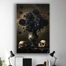 Framed Gothic Wall Art - Dark Romantic Home Decor With Black Roses & Skeletons,  Halloween, Farmhouse, Gothic Party Decoration -  Indoor/Outdoor Decoration - Mother'S Day, Christmas, Birthday Gift For Adults - Halloween Decorations, Farmhouse Style, Intricate Design,  Rustic Charm, Durable Construction For Living Room, Bedroom, Kitchen,Restroom Decoration - Framed(框架) - 查看 3