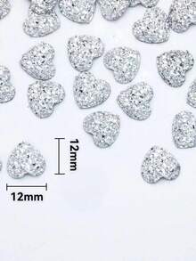 100/50pcs Heart-Shaped Flat Rhinestones, Resin Crystals, Suitable For DIY Crafts, Bags, Clothing Decoration (12mm) - Heart Silver - View 2