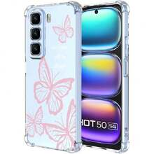 Case For Infinix Hot 50 4G, Transparent Mobile Phone Case With Pink Butterfly Design, Soft Crystal Protective Silicone Case For Infinix Hot 50 4G, 37008202 - 薄荷藍 - View 1