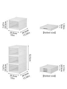 1pc Foldable Plastic Shoe Rack, Collapsible Shoe Organizer, Wardrobe Shoe Storage Box, Space-Saving, Large Sturdy Stackable Sports Shoes Storage Container, Easy Installation