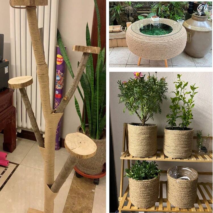 Cuerda de yute amarilla de 10 mm de grosor, 10 metros de largo, 9,5 mm de diámetro, resistente y duradera, adecuada para manualidades, postes rascadores para gatos, jardinería, decoración de estilo granja y talla grande. - Multicolor - Añade 4