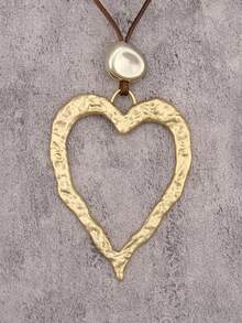 1pc Minimalist Heart Shaped Alloy Pendant Necklace, Fashion Daily Necklace With Wax Cord, Suitable For Girls, Women, Girlfriend, Christmas, Valentine's Day Gift - Love - View 7