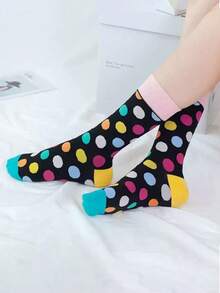 1/8 paires de chaussettes d'équipe colorées à pois pour femmes/hommes - chaussettes mi-mollet amusantes et décontractées (motifs assortis) - Multicolore - Voir 2