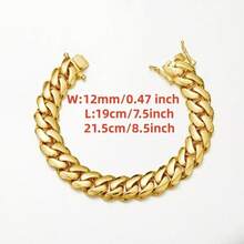 1pc 12mm 316L Stainless Steel Miami Curb Chain Nekclace Or Bracelet  For Men Jewelry Cuban Link Chain Necklaces For Men Gold Chain Cuban Link Chain Women Baddies Chain  Bracelets For Men Accessories Suitable As Valentine's Day Gift, For Party And Daily Wear - 12毫米(0.47吋) - 查看 4