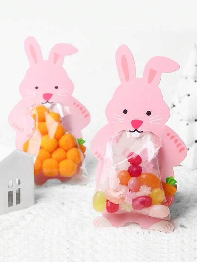 10pcs Cute Cartoon Candy Packaging Cards With Food Bags, Small Snack Cartoon Packaging Bags