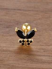 1 chiếc khuyên tai hình bướm nhỏ bằng thép không gỉ đính đá Zirconia dành cho nữ, mạ vàng 18K, kiểu khuyên tai xoắn ốc, khuyên tai sụn tai, trang sức xỏ khuyên vành tai. - Loại bướm - Xem 14