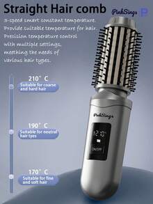 PinkSings 无绳卷发棒，旅行卷发梳，三合一便携式无绳卷发棒，热能卷发梳，USB充电式卷发棒，迷你热能卷发梳 - 腮红 - 彩色 - 查看 6