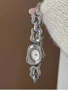 1件金/银不规则形状女士石英表，精致、时尚、独特，适合日常佩戴、生日/毕业礼物和休闲聚会。 - 均碼 - 查看 15