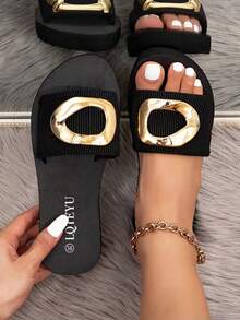 1 par de chinelos de praia casuais básicos em EVA (copolímero de etileno-acetato de vinila) para mulheres, adequados para praia, escritório, atividades ao ar livre, casa, verão. Novos chinelos de sola macia sem fecho. - Preto - Ver 1