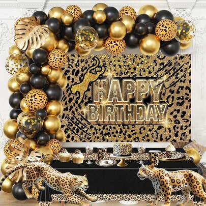 78 Pieces Of Cheetah Birthday Balloon Arch Decorations, Suitable For Both Men And Women. Perfect For Boys And Girls' Birthday Parties, Single-Person Parties, Gender Reveal Ceremonies, Anniversary Anniversaries, And Arch-Shaped Balloon Decoration Items.