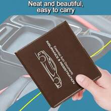 2PCS Car Registration And Insurance Holder, 10.6''*4.8'' Essential Auto Card Glove Box Organizer With Closure, Vehicle Interior Accessories Perfect For Documents, Cards - Brown - View 5