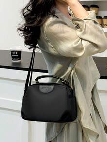 多层小布袋，女士斜挎包，时尚休闲尼龙轻便大容量女士单肩包，适合工作、通勤、日常出行、购物和约会 - 黑色 - 查看 5