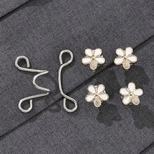 1/2/4对装花朵扣腰带，可拆卸腰夹，腰带配件，裤夹腰部收紧器 - 彩色 - 查看 12