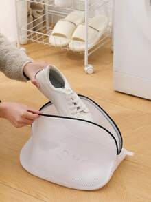 1pc/4pcs Large Mesh Laundry Bags With Zipper, Reusable Washing Machine Protection Net, Home Laundry Travel Storage, Christmas Home Gift - White - View 3