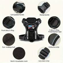 1件装减震反光宠物背带，情人节宠物礼物，夜视功能，狗狗背心式，适合小型/中型/大型犬，新款减震夜视反光宠物战术背带，圣诞节狗狗礼物 - 黑色 - 查看 6