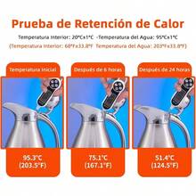 Luvan Cafetera Térmica 2 L Jarra Térmica para Café de Acero Inoxidable Tetera y Termo para Agua Caliente con Cepillo Doble Pared de Vacío Mantiene Caliente/Conserva Frío hasta 12 Horas - Plata - Ver 5