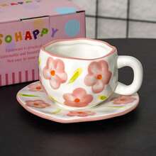 1pc 11.8oz Ceramic Coffee Cup & Saucer Set, Handmade Heart-Shaped Couple Mug Gift Box, Microwave/Oven/Dishwasher , Suitable For Cafe Latte, Breakfast Yogurt, Afternoon Tea, Ideal For Valentine's Day, Wedding, Party, Housewarming, Birthday Gift - Multicolor - View 4