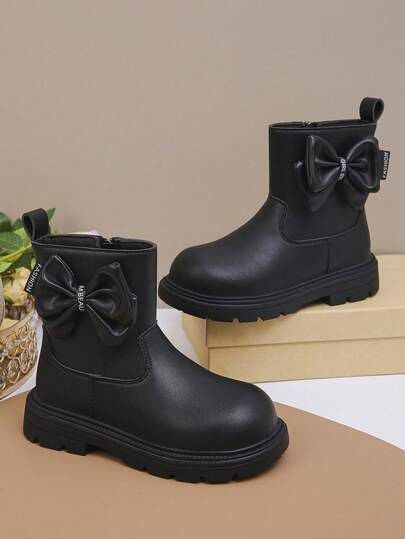 1 Pair Unisex Kids Cute Fashion Elastic PU Boots, Warm Academy Outdoor Boots, Casual Boots For Toddlers, All Season Boots