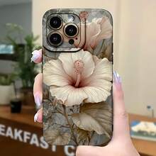 2026 nueva funda de teléfono esmerilada, funda de teléfono con estampado floral de hibisco para  17 15 Pro Max,  17 14 Pro,  17 13, funda de protección para teléfono  Galaxy S23 S22 S21, funda de pareja, regalo para novio, novia, regalo de San Valentín, regalo de cumpleaños - Blanco antiguo - Ver 5