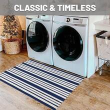 IOHOUZE Navy And White Striped Rug 2'x3' Front Door Rugs, Small Washable Area Rug For Front Porch, Spring Summer Doormats Outdoor Indoor, Cotton Rugs For Entryway Porch Entrance,One-Size,NavyandWhiteStripe2x3Rectangular - NavyandWhiteStripe2x3Rectangular - View 5