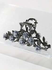 1件复古朋克哥特风玫瑰花流苏发夹发爪发饰，适合女性日常佩戴和参加派对，是送给女友和闺蜜的绝佳礼物（不含礼盒）。发夹、发卡、发夹、发抓夹、发夹、发卡、发爪夹，秋冬季女士度假夏季发饰。 - 黑與白 - 查看 4