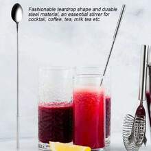 Bebida Larga de la Barra de la lágrima del Acero Inoxidable de Hanlde Que Bebe Las cucharas del agitador del cóctel,36982593 - Multicolor - Ver 5