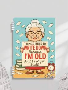 Funny Notebook For The Elderly - "Because I'm Old And Forgetful, I Need To Write Things Down", Cute Cartoon Design, Suitable For Office Or Home Use, Essential For Back To School Season - Multicolor - View 4