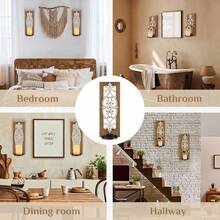Wood Wall Candle Holder For Farmhouse Decorative Pillar Candle Holders For Wall Decor Vintage Shabby-Chic Wooden Candle Sconces Set Of Two For Fireplace Living Room Bedroom AC568-B - 3d Embossed - View 6