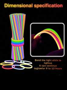 50/100 8-Inch Party Glow Stick Set, Ultra-Bright Glow Sticks That Can Glow In The Dark For 9 To 13 Hours Continuously. You Can Also DIY Bracelets, Party Glasses, Necklaces, Earrings, Balls, Etc. - Colorful - View 7