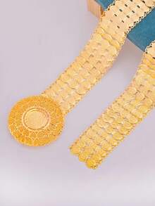 18K+镀金几何、花卉和图腾雕刻男女通用腰链，适合婚礼、母亲节/父亲节、节日——男女皆宜的礼物 - 香檳色 - 查看 10