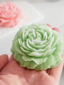 1pc Peony Flower Silicone Mold, Suitable For DIY Candle Making - Grey - View 1