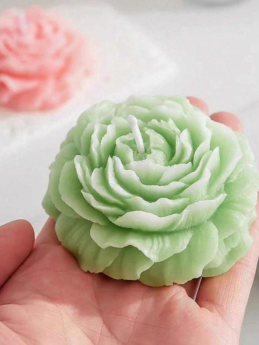 1pc Peony Flower Silicone Mold, Suitable For DIY Candle Making - Grey - View 1